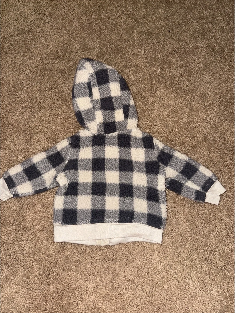 Carter's Baby 0-3 Months Black and White Checkered Hooded Zip-Up Jacket